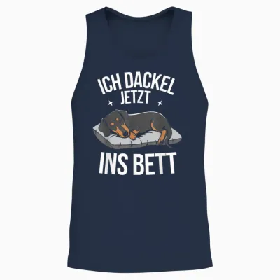 Ich Dackel Jetzt Ins Bett Official Sleep Shirt Dachshund T-Shirt, Black Unisex Tank Top - Navy