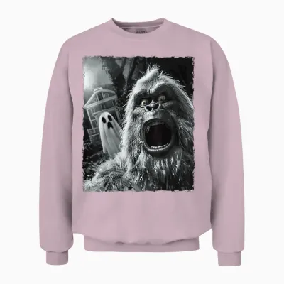 Funny Bigfoot Sasquatch Halloween Unisex Sweatshirt - Light Pink