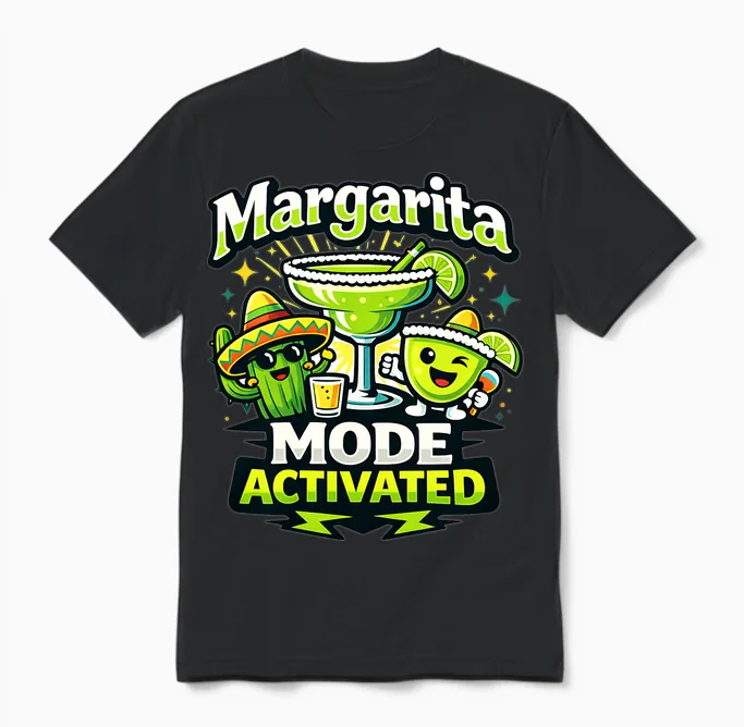 Margarita Mode Activated Cute Fiesta Party Tequila Dire T-Shirt Haut De Gamme Unisex T-Shirt in Black