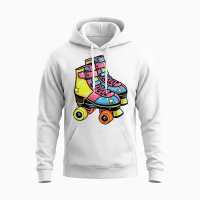 Retro Roller Skates Unisex Hoodie - White