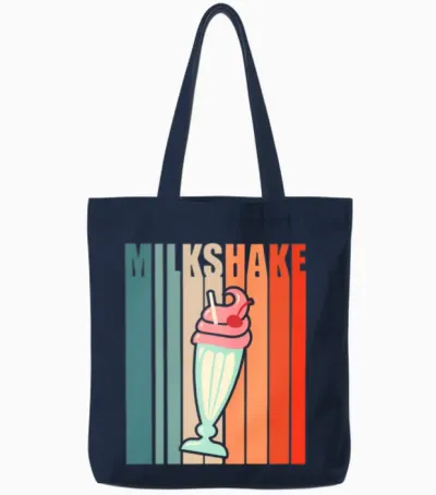 Milkshake Retro Colorful Tote Bags - Navy
