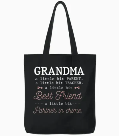Cute Grandma Best Grandmother Partner in Crime Tote Bags - Black