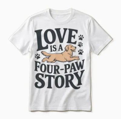 Love Is a Four Paw Story Dog Lover Tee Gift Design Unisex T-Shirt - White