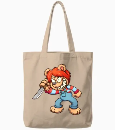 Killer Bear Tote Bags - Natural