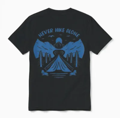 Never Hike Alone Unisex T-Shirt - Black