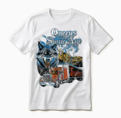 Queens of the Stone Age Wolf Skyline Hard Rock Unisex T-Shirt - White
