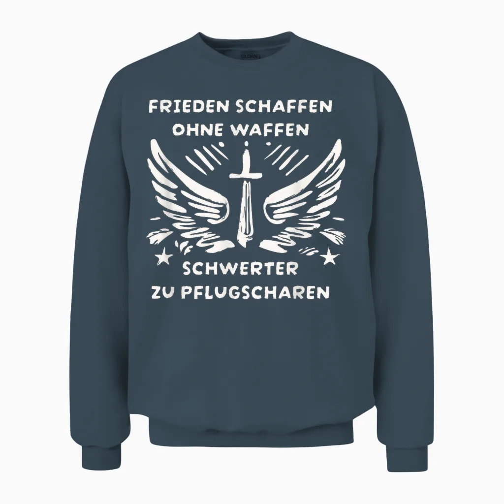 Frieden Schaffen Ohne Waffen Schwerter Zu Pflugscharen Unisex Sweatshirt in Dark Heather