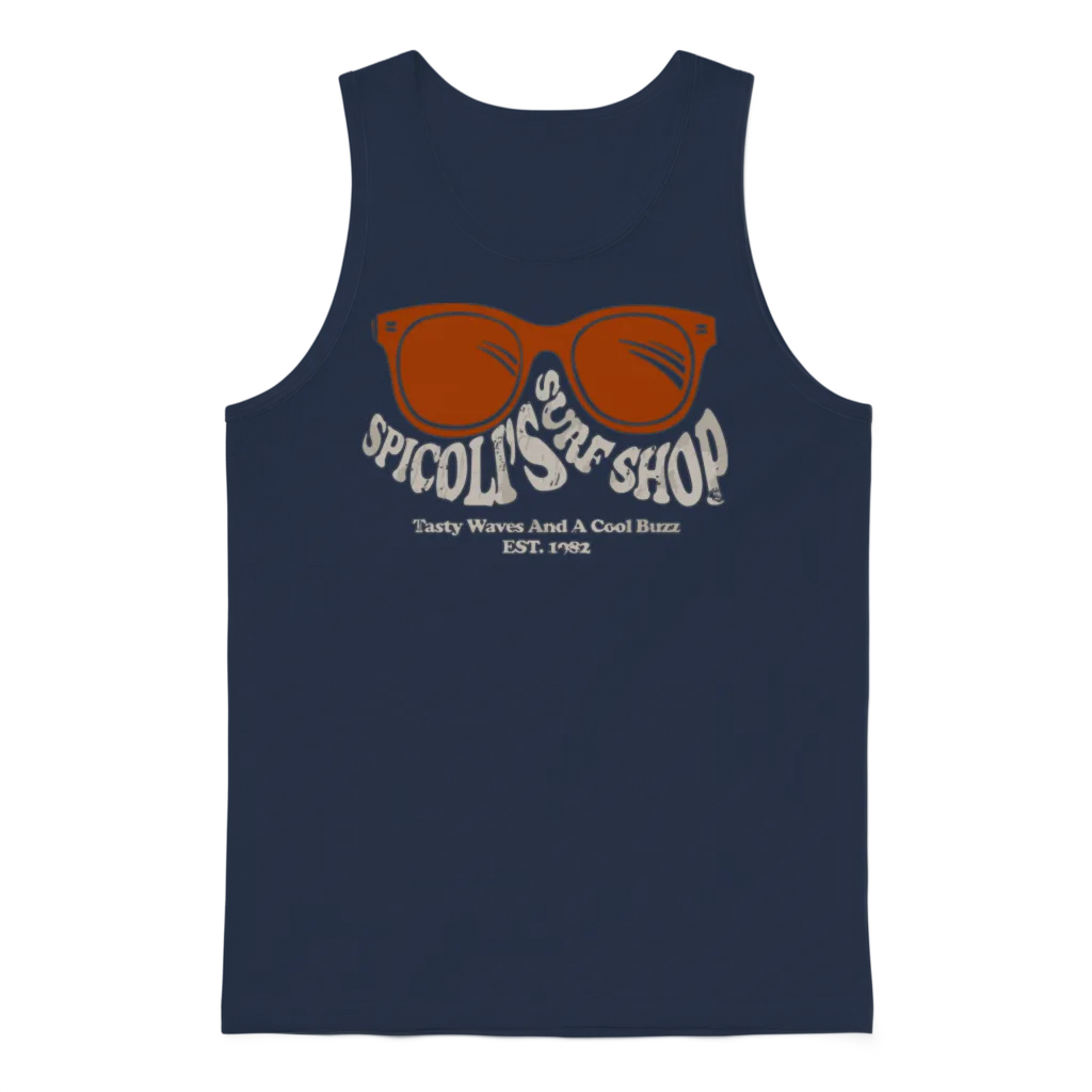 Spicoli's Surf Shop T-Shirt - Retro Beach Vibes Unisex Tank Top - Navy