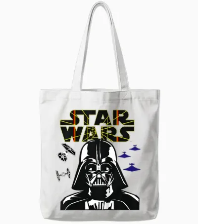 Kinder Star Wars Darth Vader Comp Logo Tote Bags - White