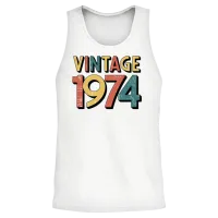 Vintage 1974 Retro 50th Birthday Gift - Classic 19 Unisex Tank Top - White – 2