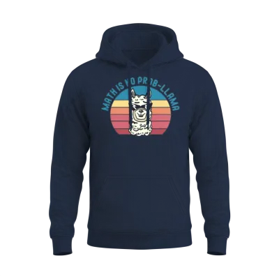 Math Is No Prob Llama Retro Unisex Hoodie - Navy