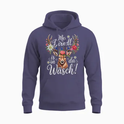 Mei Dirndl Is in Da Wäsch Trachtenshirt Damen Trachten Unisex Hoodie - Heather Sport Dark Navy