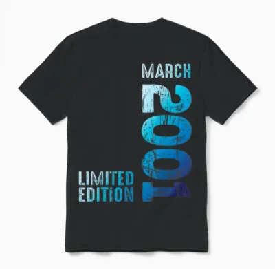 Seit März 2001 Jahr 2001 Retro 2001 Vintage 2001 Edition Unisex T-Shirt - Black