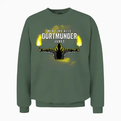 Dortmunder Jungs - Fussball - Dortmund - Pyro - Bengalo Unisex Sweatshirt - Military Green