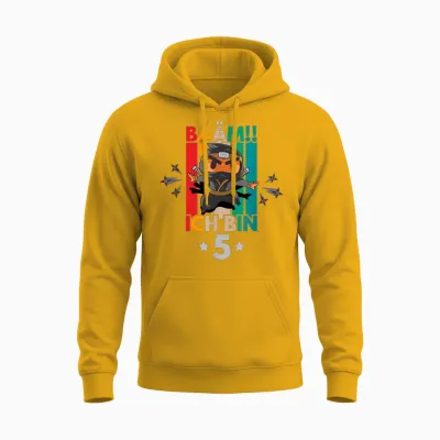 Bääm, Ich Bin 5. Geburtstag, Ninja Motiv Jungen Unisex Hoodie - Gold