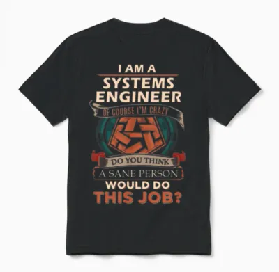 Systems Engineer T Shirt - Sane Person Gift Item T Unisex T-Shirt - Black