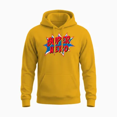 Hero Comic Super Retro Cool T-Shirt, Black, S Unisex Hoodie - Gold