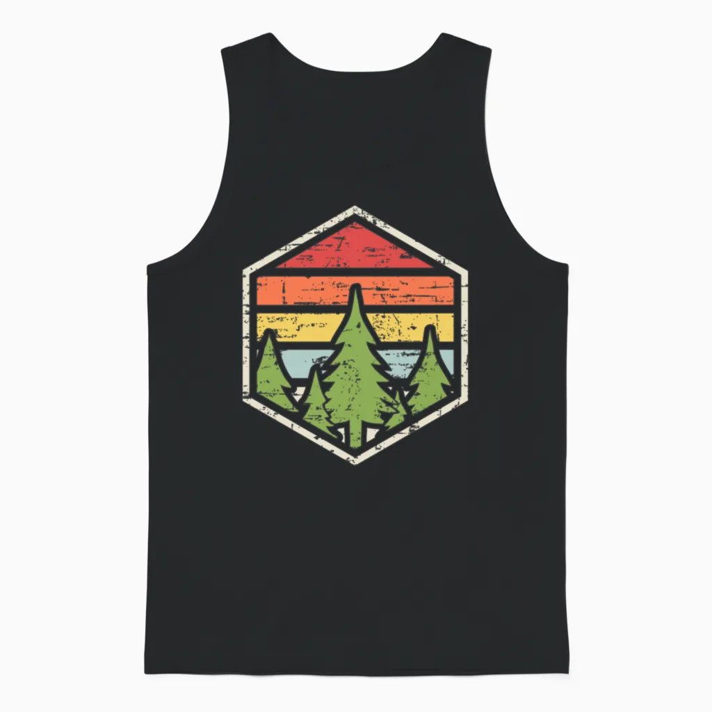 Retro Badge Forest Dark Unisex Tank Top - Black