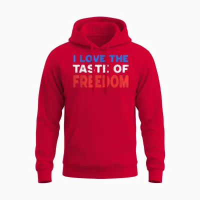 I Love the Taste of Freedom - Couples Matching 4th of July Unisex Hoodie - Red
