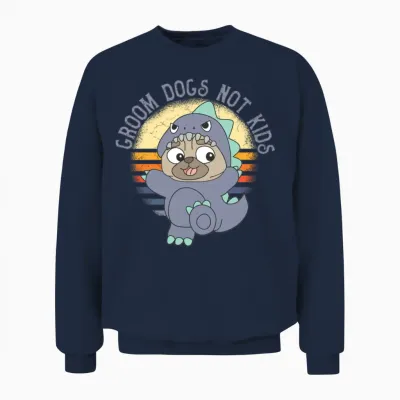 Groom Dogs Not Kids Unisex Sweatshirt - Navy