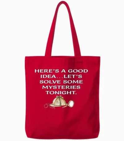 Sherlock Holmes' Essentials, Mystery Lovers, Detective Quote T-Shirt, Black, S Tote Bags - Red