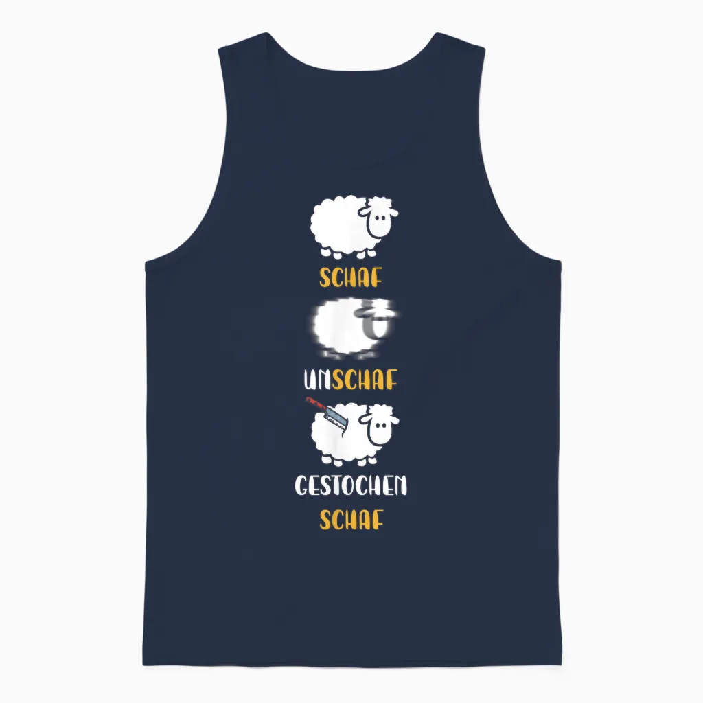 Sheep, Unschaf, Rock Sheep, Word Play Photographer T-Shirt, Black Unisex Tank Top in Navy