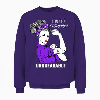 Dementia Warrior Unbreakable - Dementia Awareness Unisex Sweatshirt - Purple