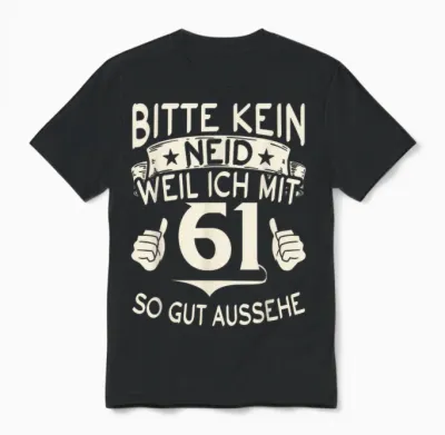 Bitte Keine Eneid Weil Ich Mit 61 So Gut Aussehe 61 Birthday T-Shirt, Black, S Unisex T-Shirt - Black