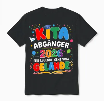 Kita Abgänger 2026 Einschulung Schulkind Junge Mädchen Unisex T-Shirt - Black