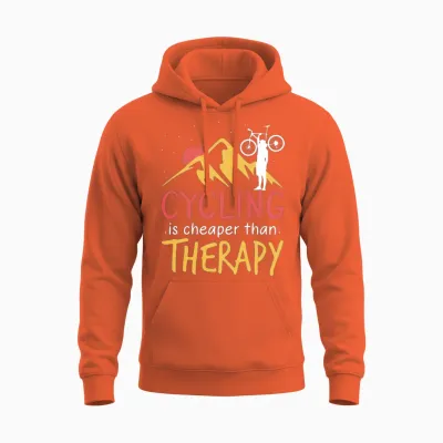 Cycling Is My Therapy Bike Lover Biking Unisex Hoodie - Orange