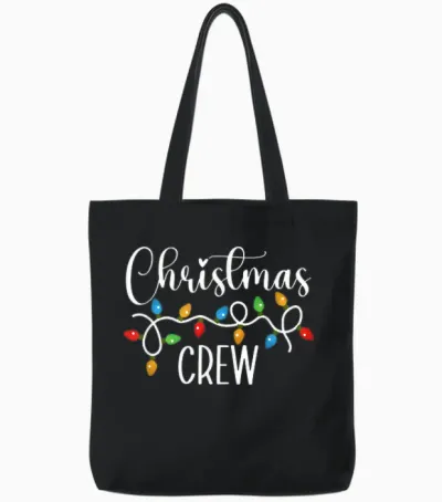 Christmas Crew Xmas Lights Family Matching Pajamas Holiday Tote Bags - Black