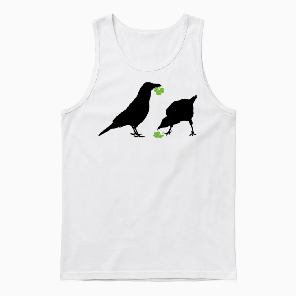 Saint Patrick's Day Kelly Green Shamrock Crows Unisex Tank Top in White