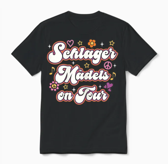 Schlager Girls on Tour Schlager Party Team T-Shirt, Black Unisex T-Shirt in Black