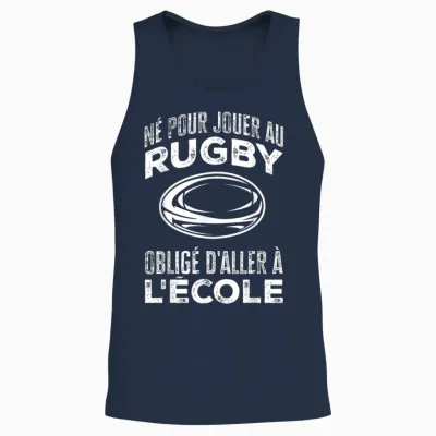 Rugby Player Born to Play Sports Rugby T-Shirt, Black, S Unisex Tank Top - Navy