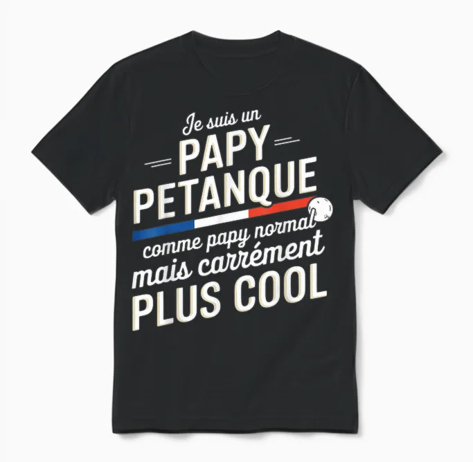 Je Suis Un Papy Pétanque Carrément Plus Cool Citation Drôle Unisex T-Shirt in Black
