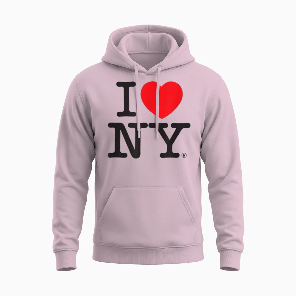 Classic I Love Ny Logo T-Shirt, White, S Unisex Hoodie in Light Pink