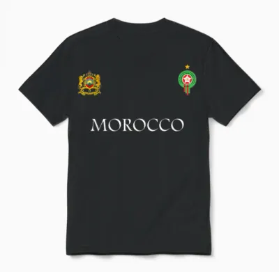 Marokko Flagge Vintage Stil Retro Marokko Fußball Marokko Unisex T-Shirt - Black