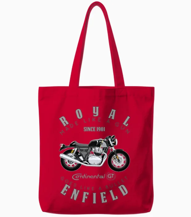 Royal Enfield Continental Gt Designs by Fashion Th Tote Bags in Red