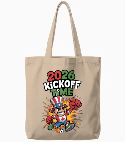 World 2026 Kickoff Time Tote Bags - Natural