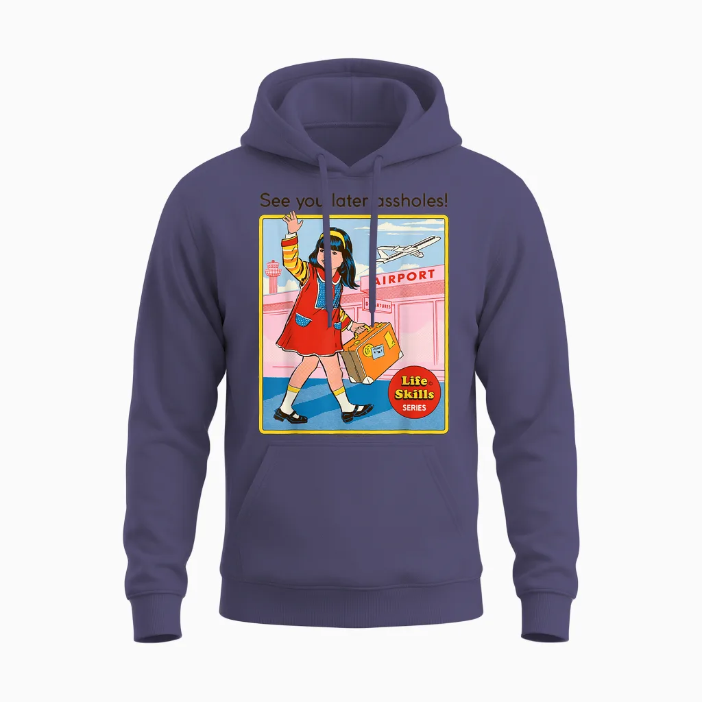 See You Later Sarcastic Retro Vintage Funny Adult Humour Unisex Hoodie in Heather Sport Dark Navy