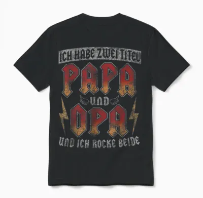 Vintage Großvater Spruch Ich Habe Zwei Titel Papa Und Opa Unisex T-Shirt - Black