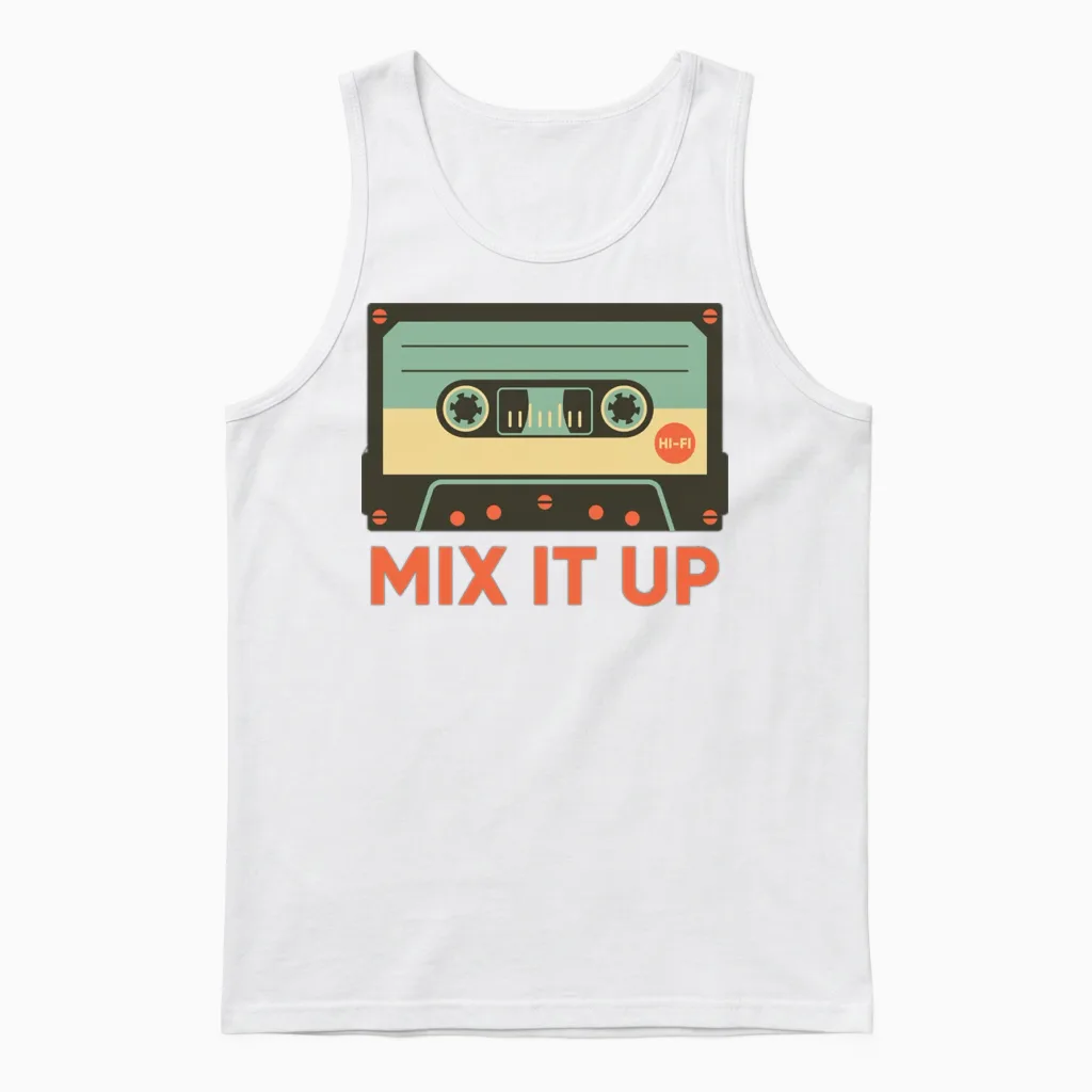 Retro Cassette Tape Unisex Tank Top in White
