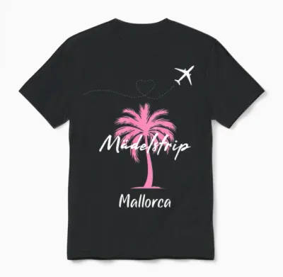 Mallorca Mädelstrip Party Urlaub Outfit Palme Mallorca Unisex T-Shirt - Black