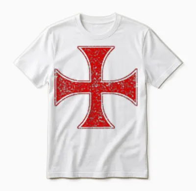 Knights Templar Cross Pattee Crusader Order of the Red Cross T-Shirt, Black, S Unisex T-Shirt - White