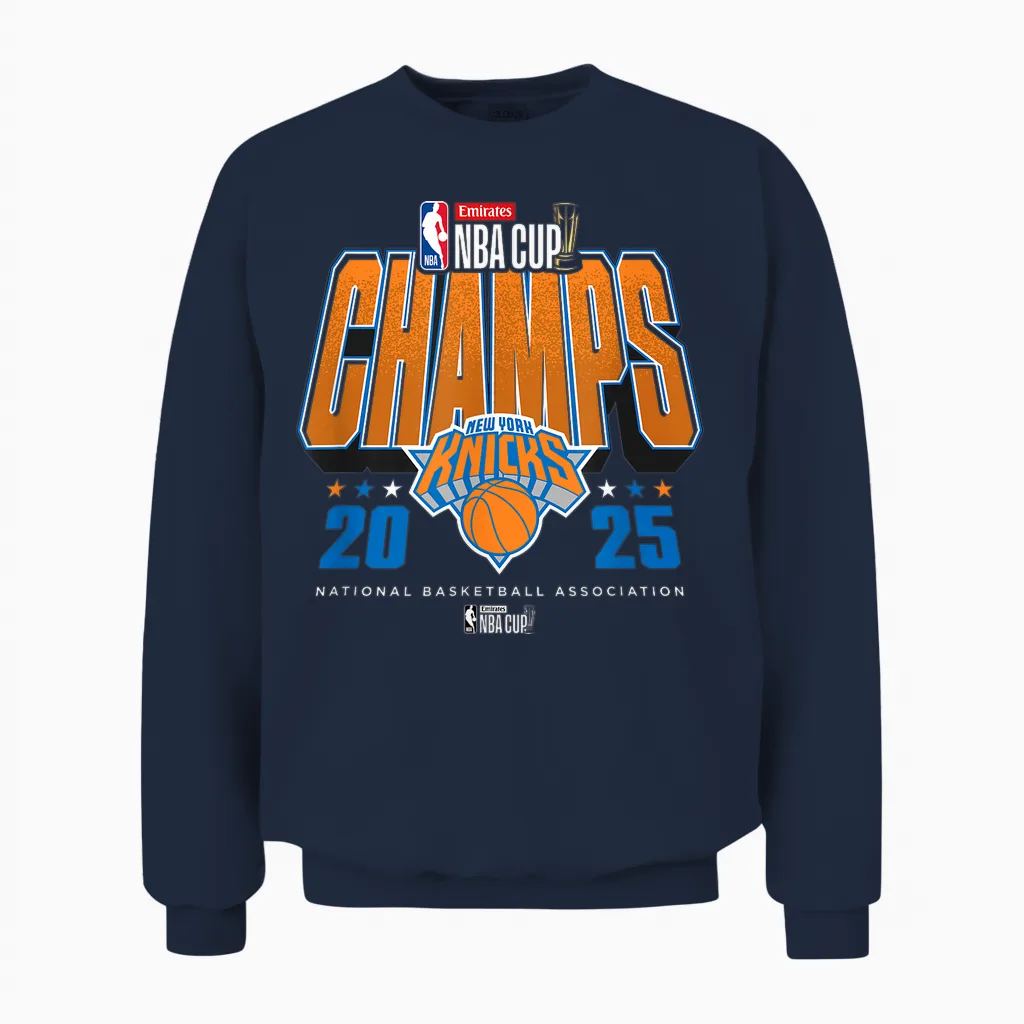 Nba Official Emirates Cup 2025 Champs New York Knicks Unisex Sweatshirt in Navy