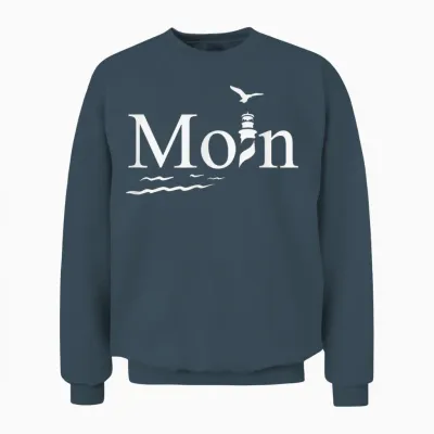 Maritimes Moin Mit Leuchtturm Und Möwe Unisex Sweatshirt - Dark Heather