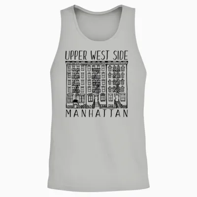 Upper West Side Manhattan New York T-Shirt, White, S Unisex Tank Top - Ash