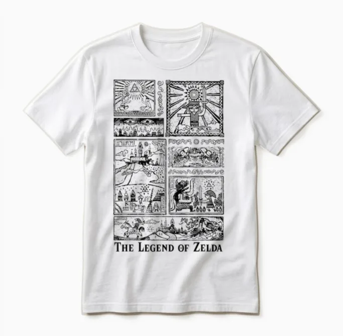 Nintendo Zelda the Legend Lives in Tonal Glyphs Unisex T-Shirt in White