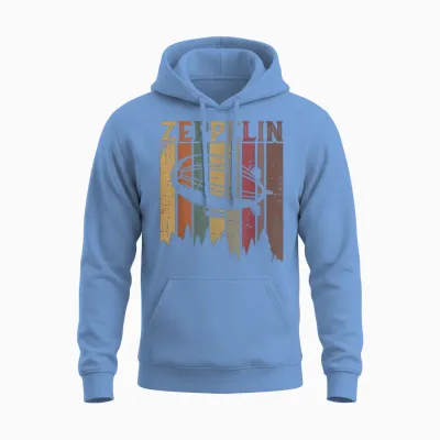 Retro Zeppelin 70s 80s Dirigible Airship Zepelin Zepplin Unisex Hoodie - Carolina Blue