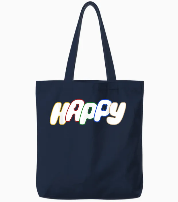 Super Tuna Jin Happy Wootteo Cute K-Pop Tote Bags in Navy